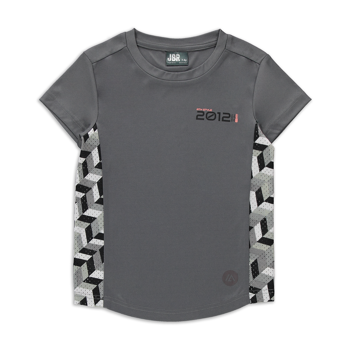 Active crew neck t-shirt fashion charcoal-CHARCOAL-7-8 YRS