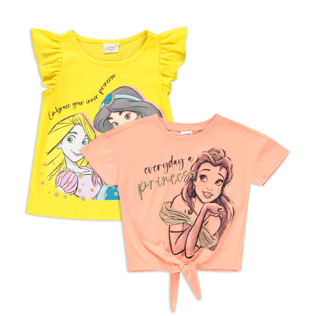 Disney Princesses 2 pack Tshirt yellow-YELLOW-3-4 YRS