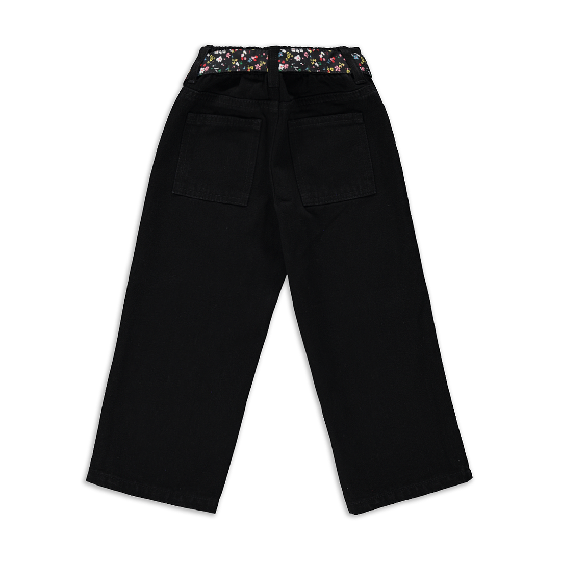 Extreme Wide Leg Pink Belt Black Wash-BLACK-3-4 YRS