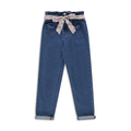 Mini Mom Bow Pocket Dark Wash-INDIGO-3-4 YRS