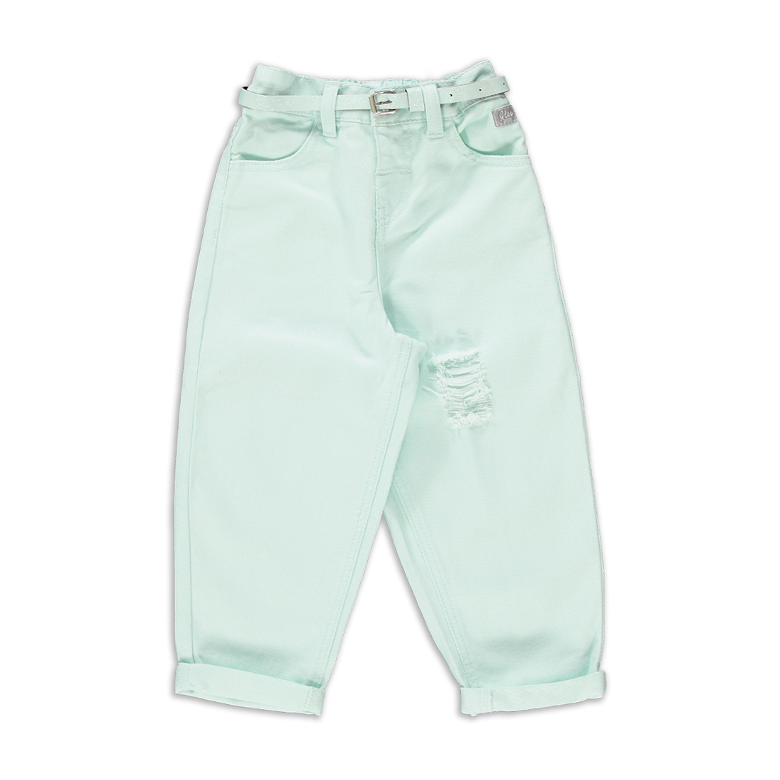 Slouchy Gold Belt Fatigue Wash-AQUA-3-4 YRS