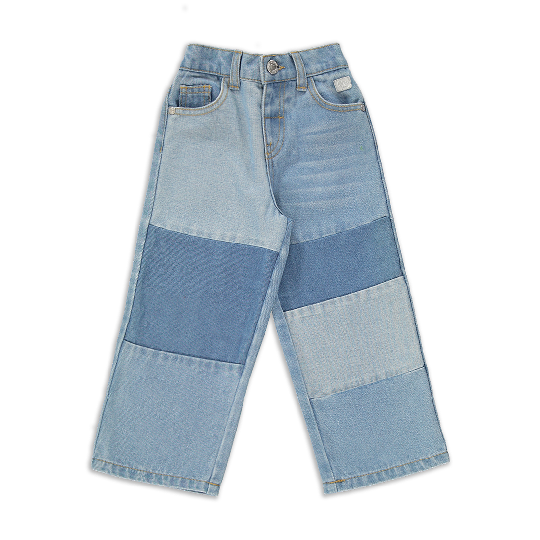 Wide leg patch work denim blue wash-LIGHT BLUE-3-4 YRS