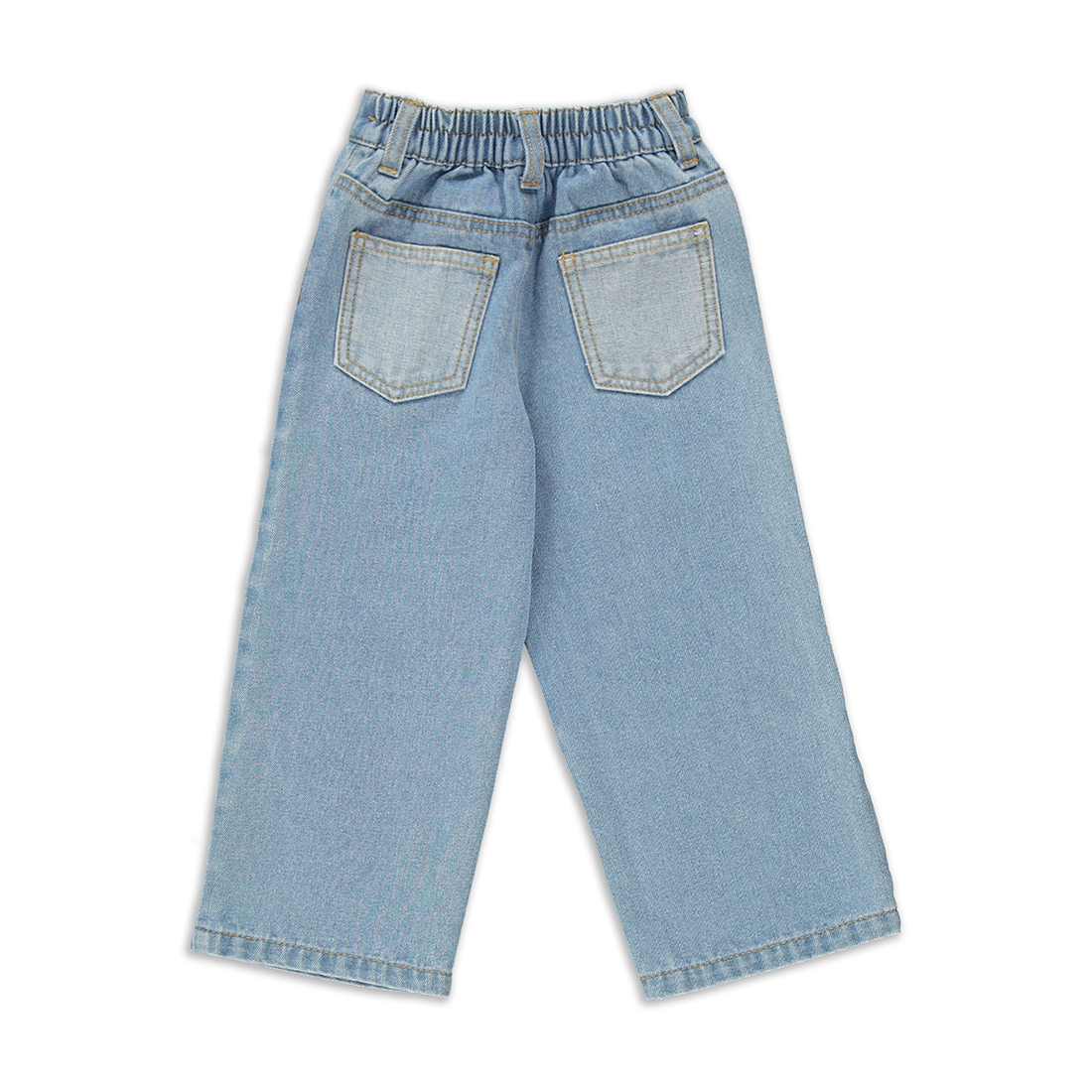 Wide leg patch work denim blue wash-LIGHT BLUE-3-4 YRS