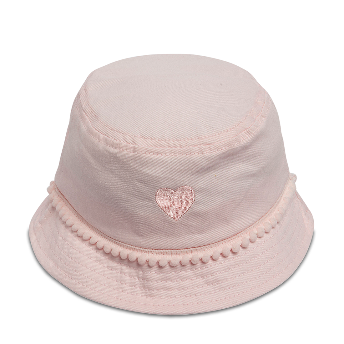 Heart Bobble Trim Bucket Hat New Pink-LIGHT PINK-50 CM