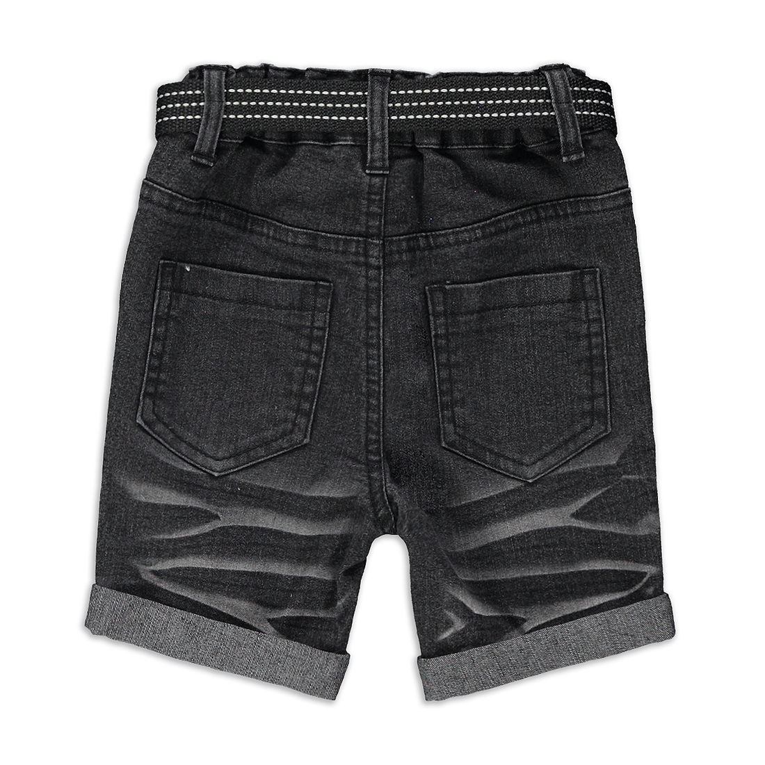 Belted pie crush denim short black-BLACK-6-12 MTHS