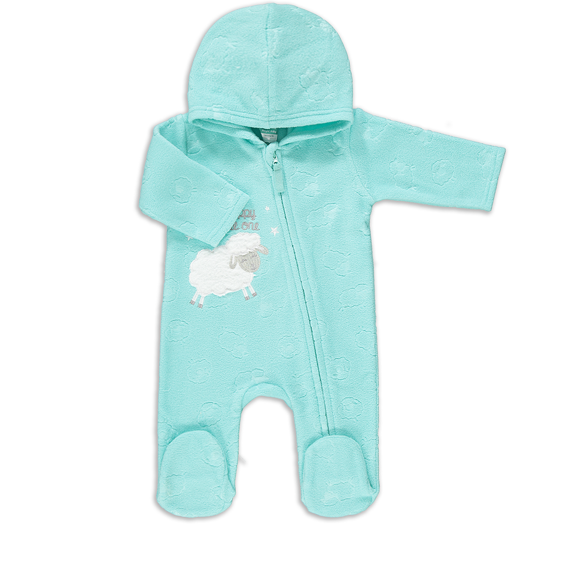 SHEEP AQUA EMBOSSED HOODED MF BG WITH ZIP UNI-AQUA-0-3 MTHS