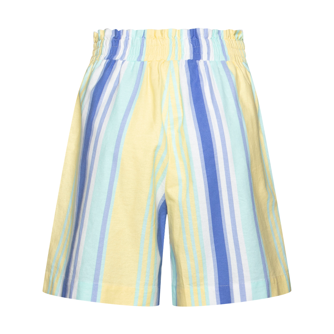 Pull on shorts linen look stripe-MID BLUE-36