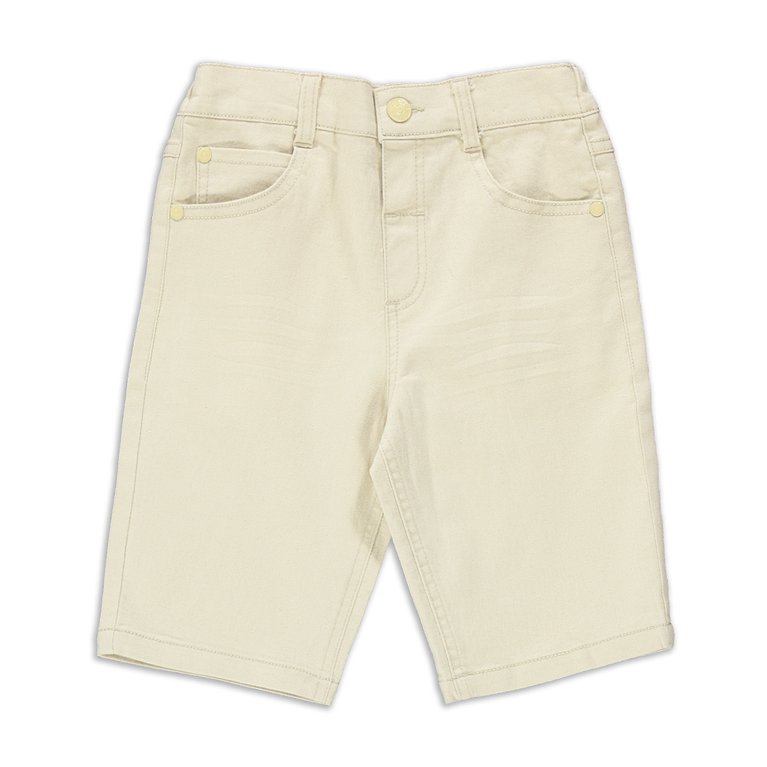 5 POCKET COLOUR DENIM BASIC SHORTS CREAM-CREAM-2-3 YRS