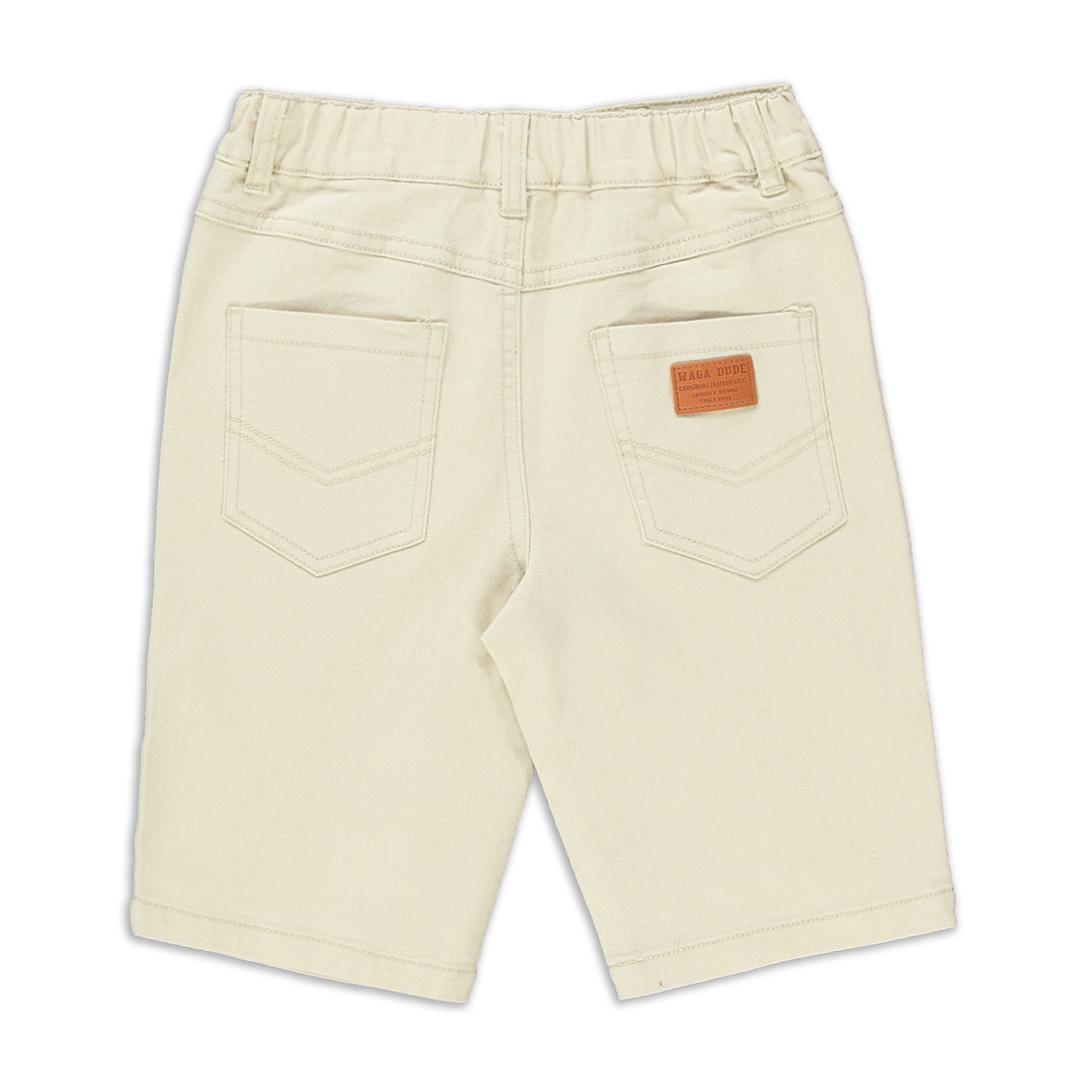 5 POCKET COLOUR DENIM BASIC SHORTS CREAM-CREAM-2-3 YRS