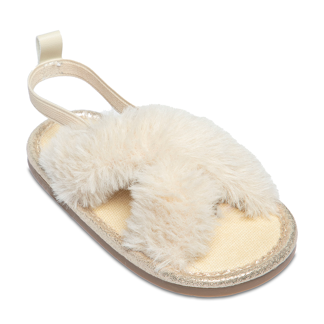 Cross Fluffy Sandal Stone-STONE-1