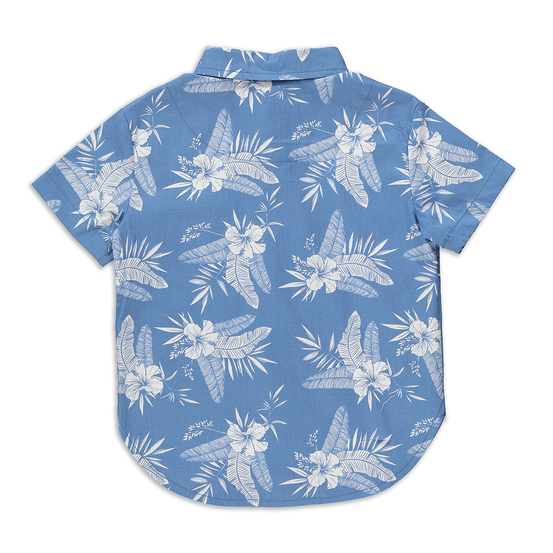 Floral poplin shirt blue and white-MID BLUE-2-3 YRS