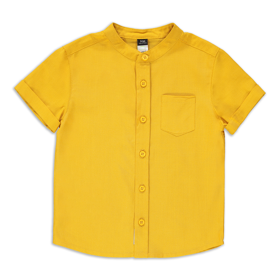 Mandarin collar linen shirt yellow-OCHRE-2-3 YRS