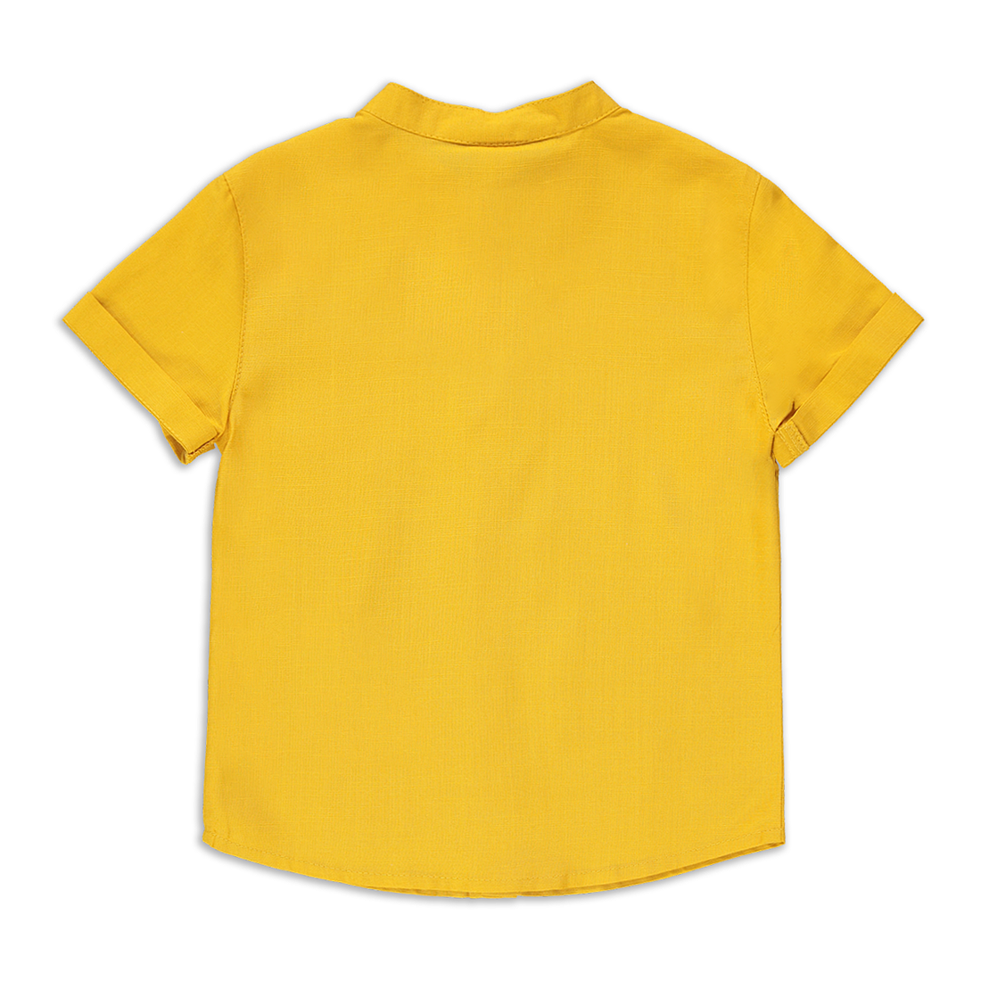 Mandarin collar linen shirt yellow-OCHRE-2-3 YRS