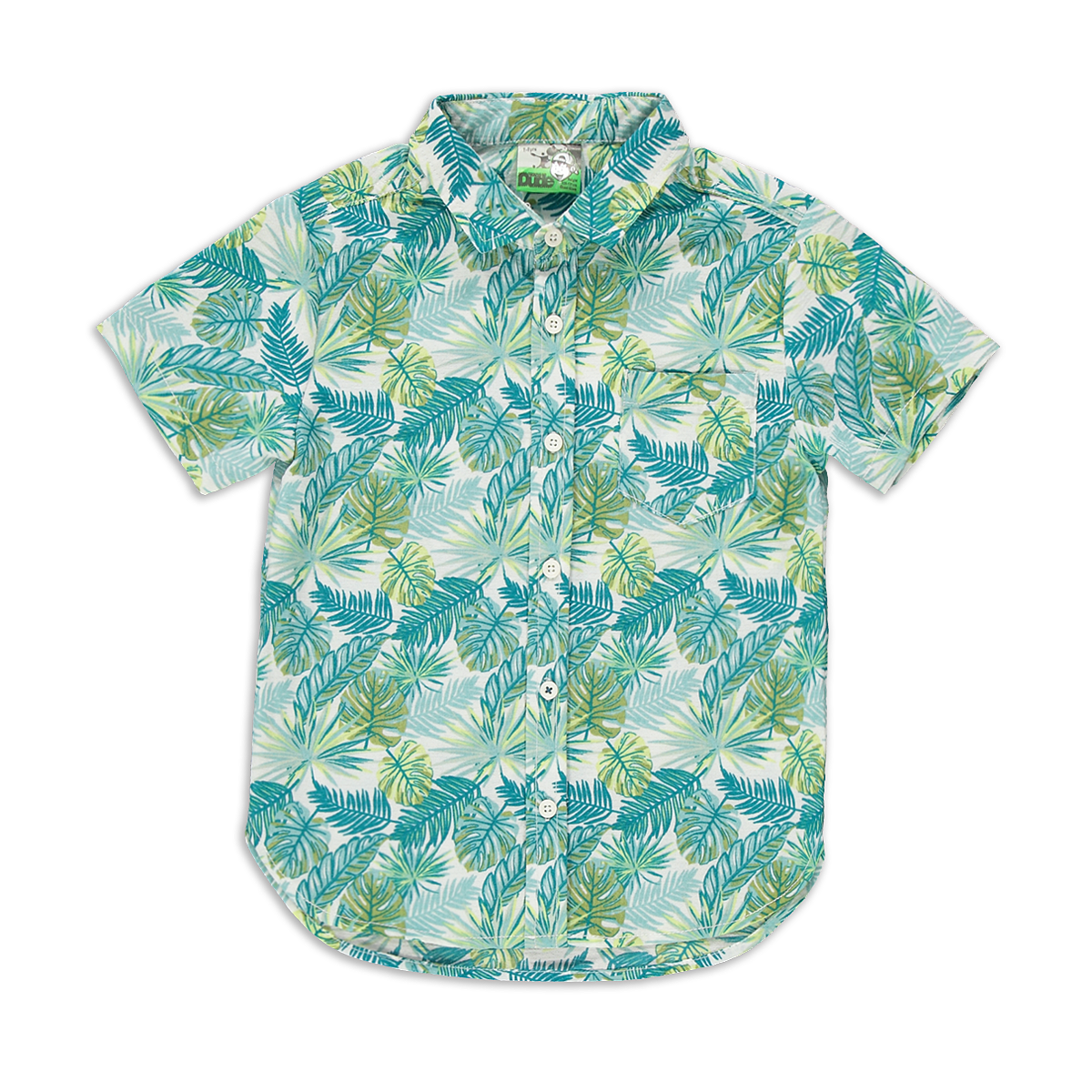 Tropical tree print seersucker shirt green-GREEN-2-3 YRS