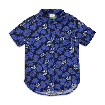 Hawaiian floral viscose shirt blue-COBALT-2-3 YRS