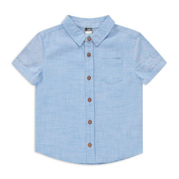 Linen shirt indigo blue-INDIGO-2-3 YRS