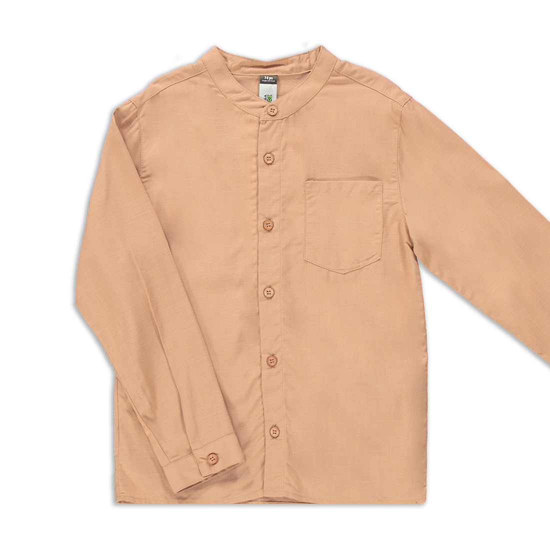 Mandarin collar long sleeve linen shirt camel-CAMEL-2-3 YRS