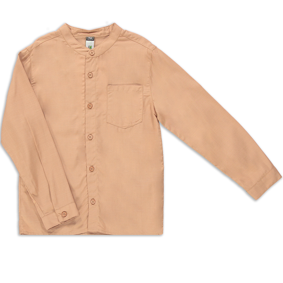 Mandarin collar long sleeve linen shirt camel-CAMEL-2-3 YRS