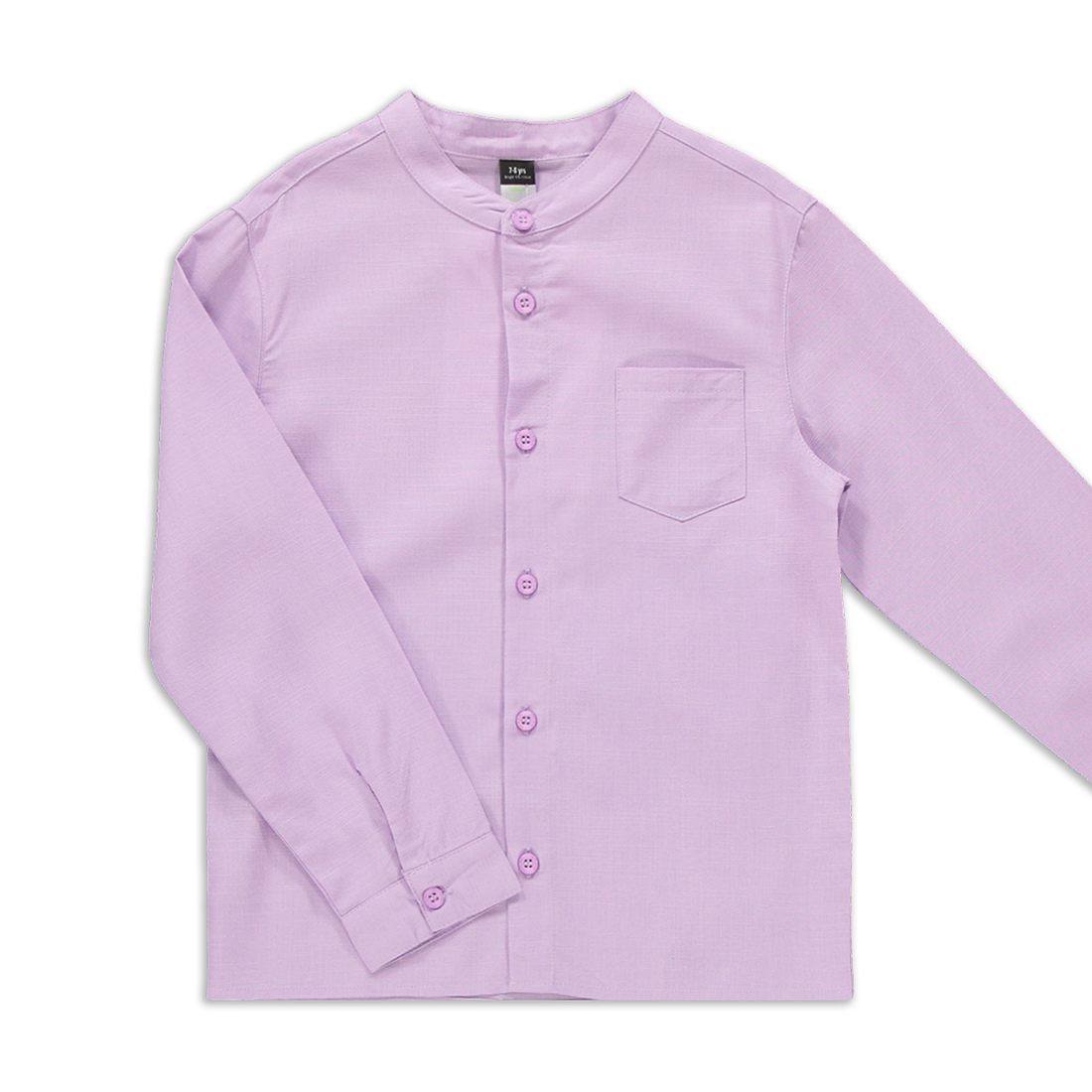 Mandarin collar long sleeve linen shirt lavender-LILAC-2-3 YRS