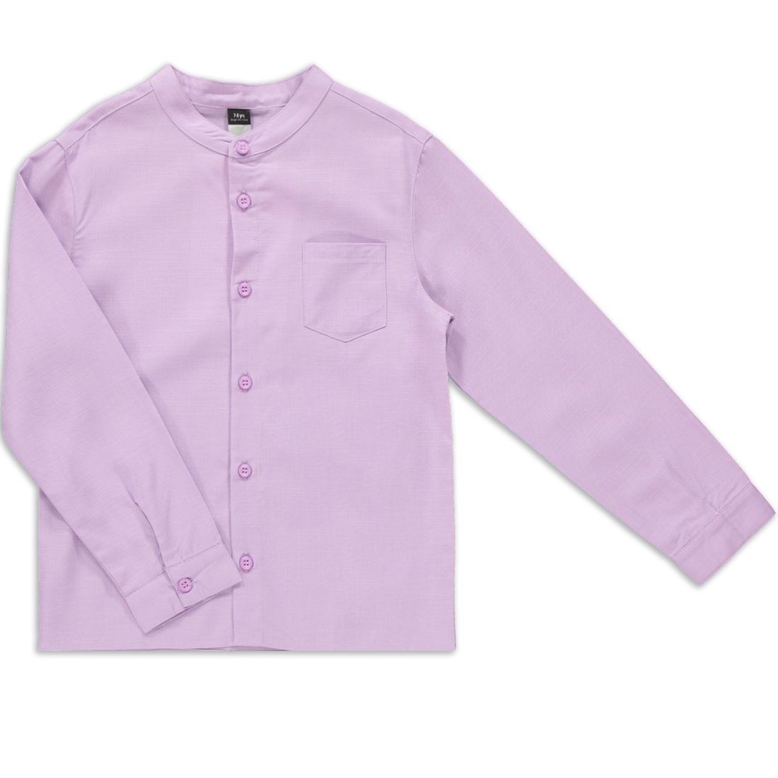 Mandarin collar long sleeve linen shirt lavender-LILAC-2-3 YRS