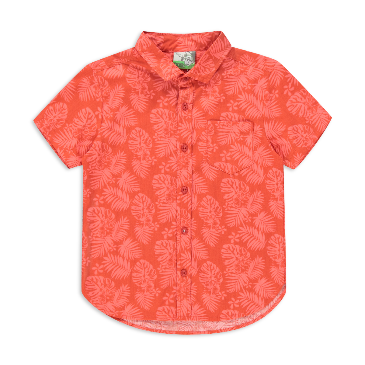 PALM TREE PRINT POPLIN SHIRT ORANGE-BURNT ORANGE-2-3 YRS