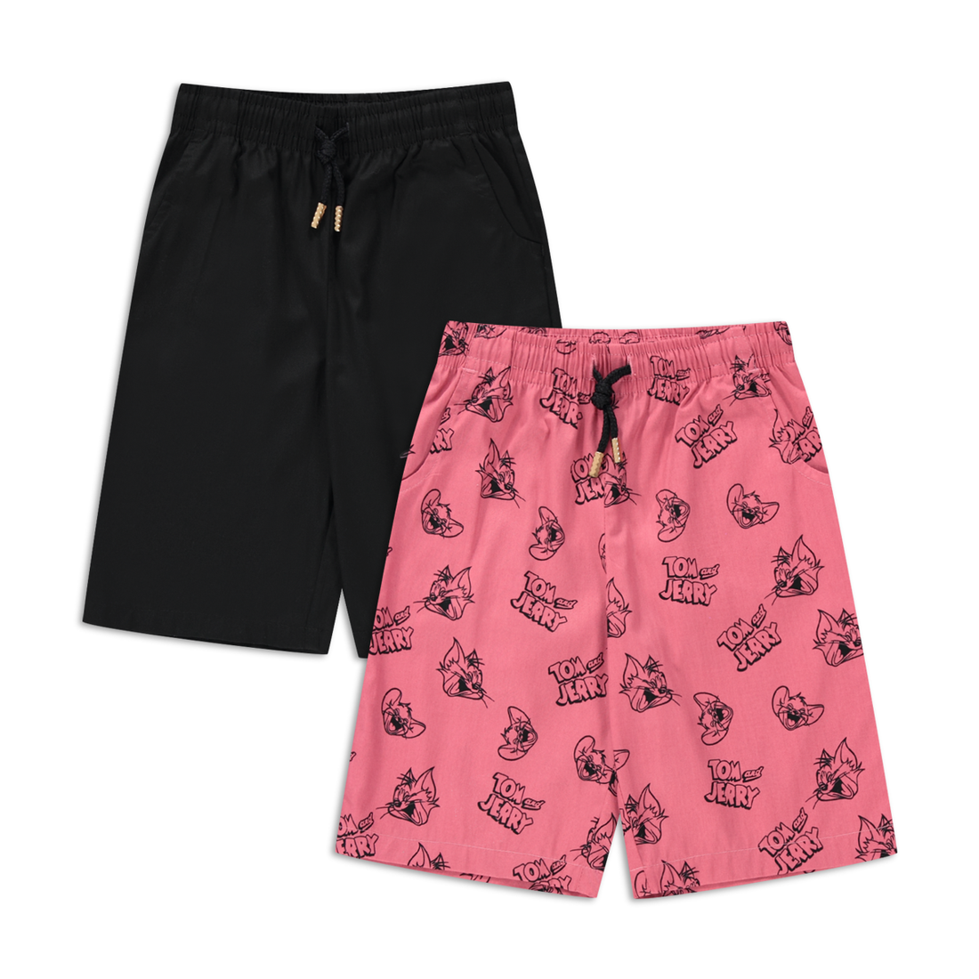 Tom and Jerry 2 pack woven shorts pink and dark gr-DUSTY PINK-2-3 YRS