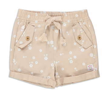 DRAWCORD SHORTS FLOWER PRINT TAN-TAN-3-4 YRS