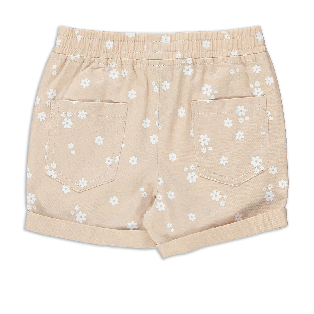 DRAWCORD SHORTS FLOWER PRINT TAN-TAN-3-4 YRS