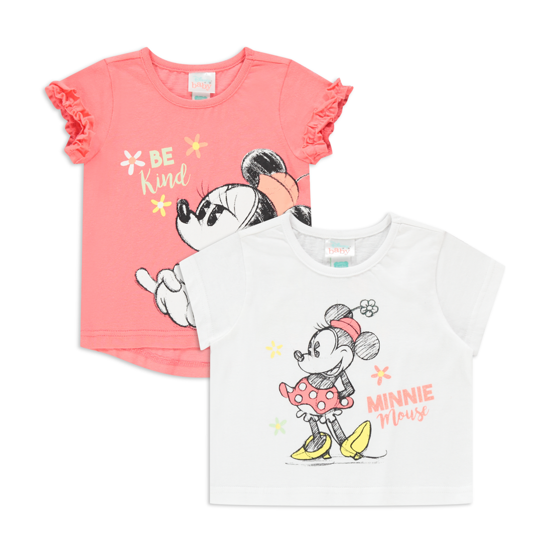 2 Pack Minnie t-shirts sunkissed coral-CORAL-6-12 MTHS