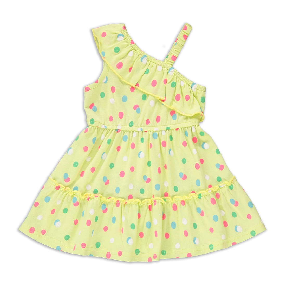 Spot print off shoulder dress lime-LIME-6-12 MTHS