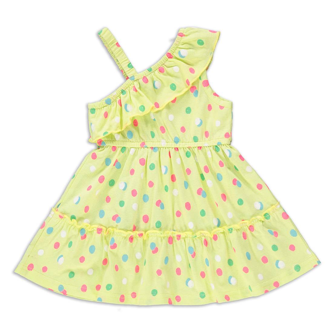 Spot print off shoulder dress lime-LIME-6-12 MTHS