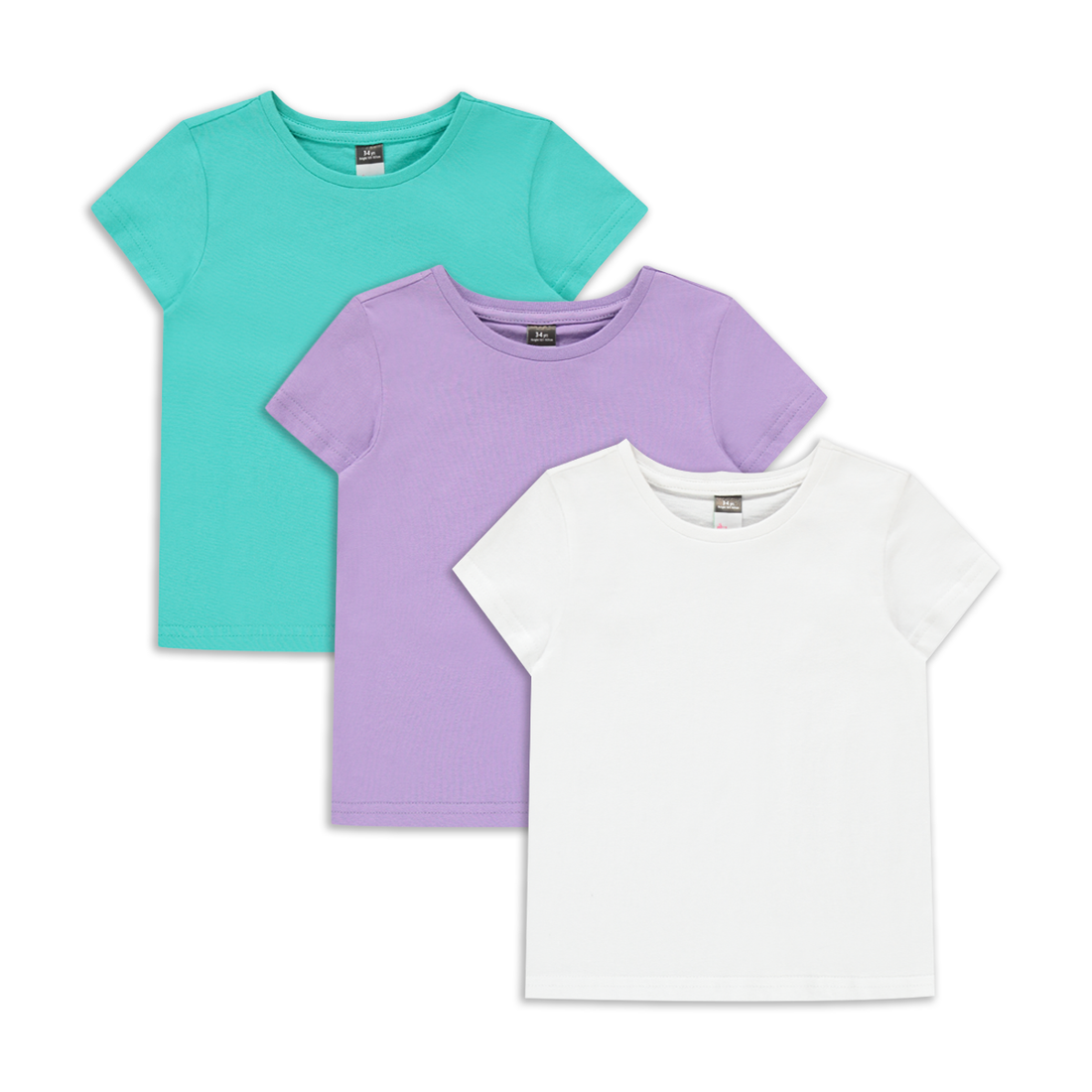 3 PACK TSHIRT PURPLE POOL GREEN AND WHITE-PURPLE-2-3 YRS