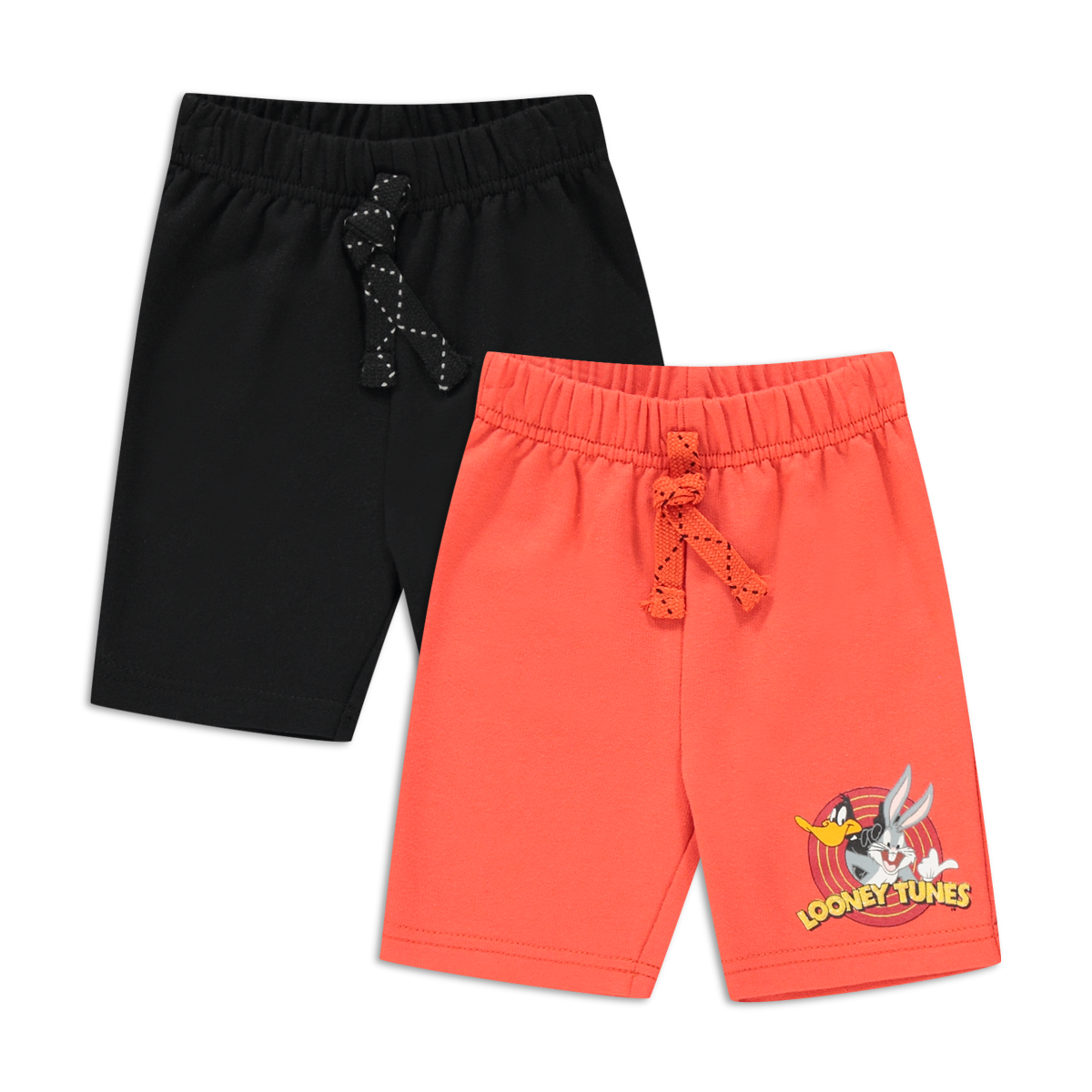 2 Pack Looney Tunes fleece shorts in paprika and b-BLACK-6-12 MTHS