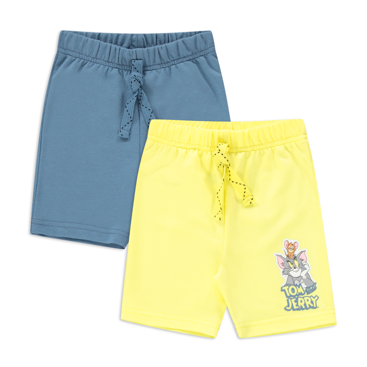 2 Pack Tom and Jerry fleece shorts limelight and m-YELLOW-6-12 MTHS