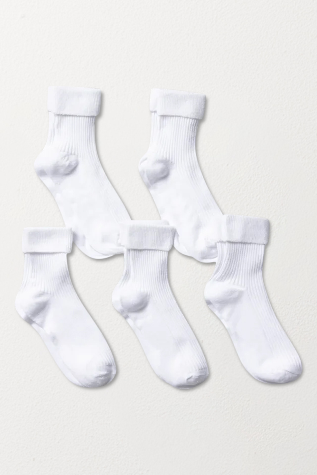 5 PACK ANKLETS WHITE-WHITE-8-10