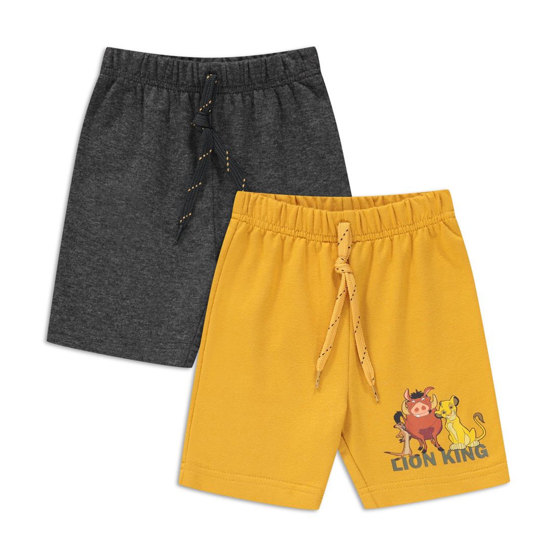 2 Pack Lion King fleece shorts ochre and charcoal-OCHRE-6-12 MTHS