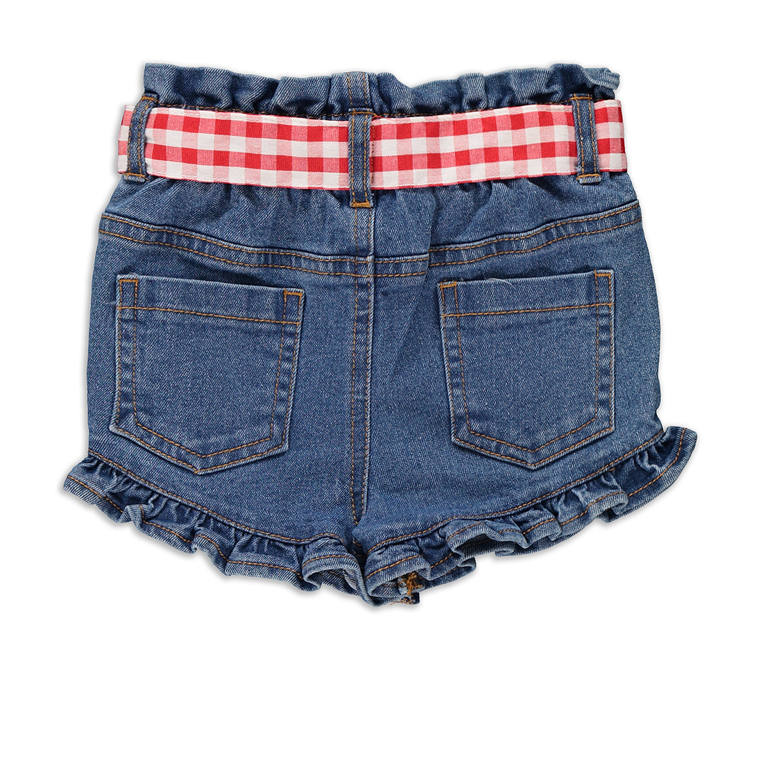 Minnie tie belted short dark denim red-NAVY-6-12 MTHS