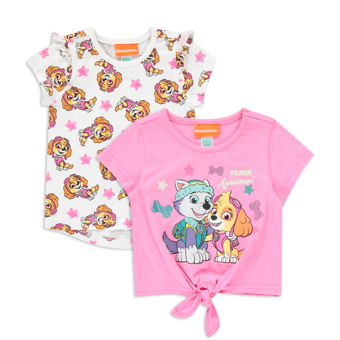 2 Pack Paw Patrol t-shirts white orchid-CERISE-6-12 MTHS