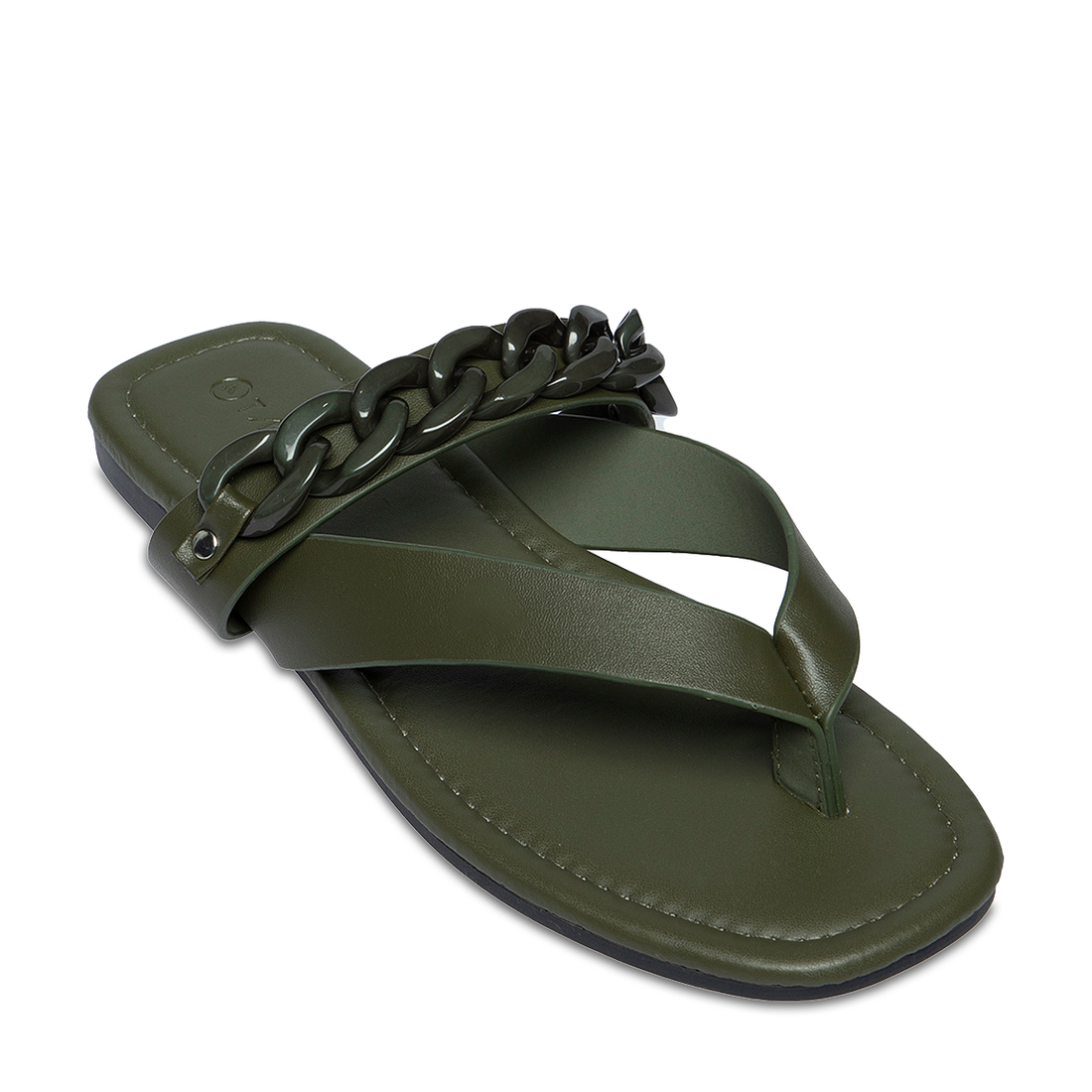 Chain detail sandal khaki-KHAKI-5