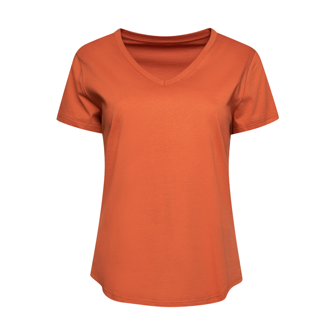 PL SSLV V-NECK COTTON T-SHIRT CINNAMON TOP UP-RUST-M