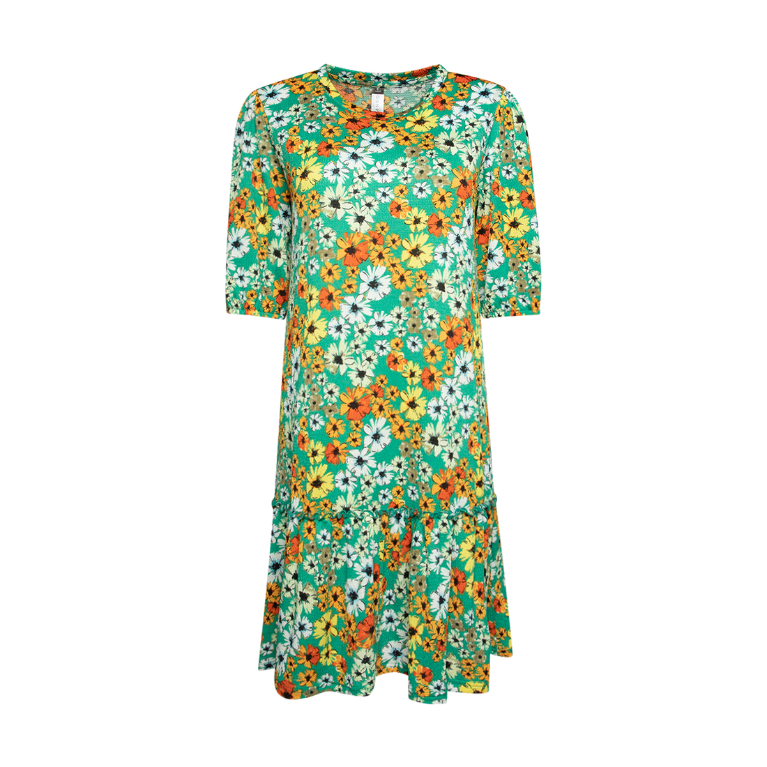 FLORAL PRINT DORIS KNIT DROPPED HEM FASHION DRESS-ASSORTED-M