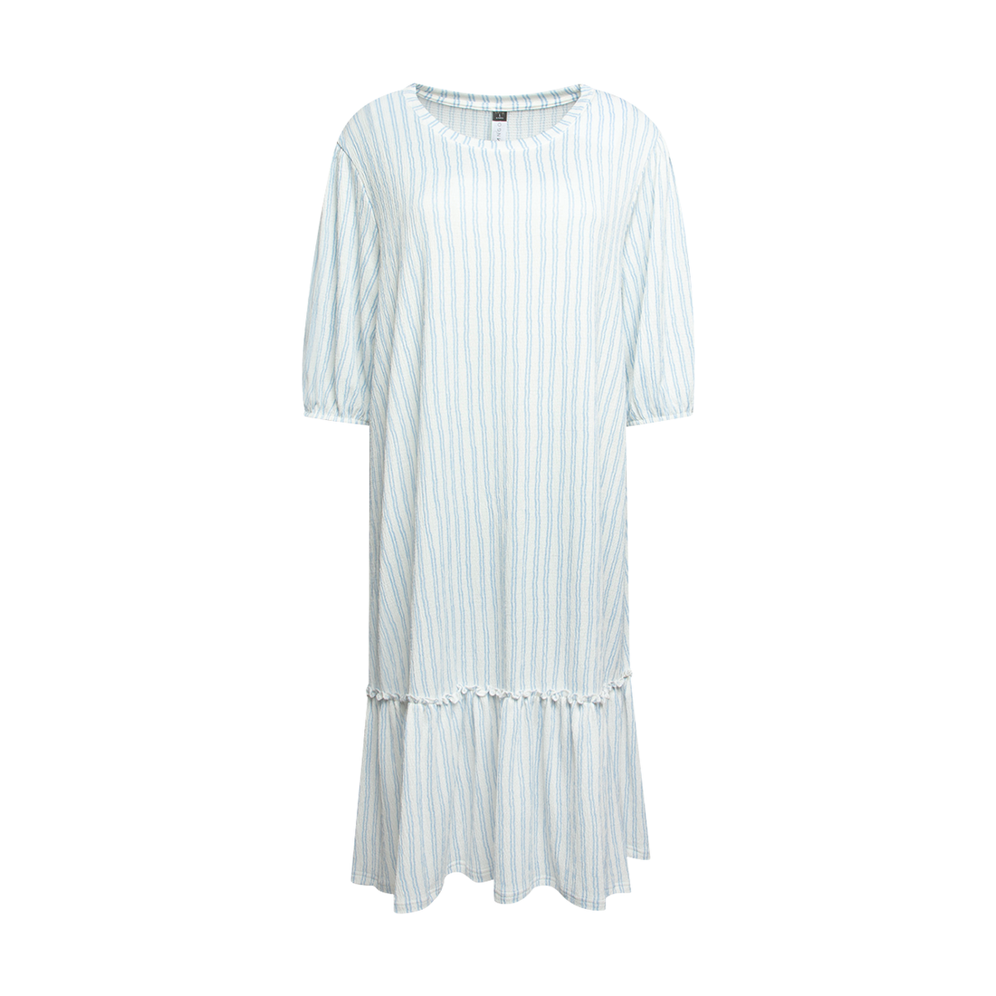 LIGHT BLUE STRIPE DORIS KNIT DROPPED HEM FASHION D-WHITE-M