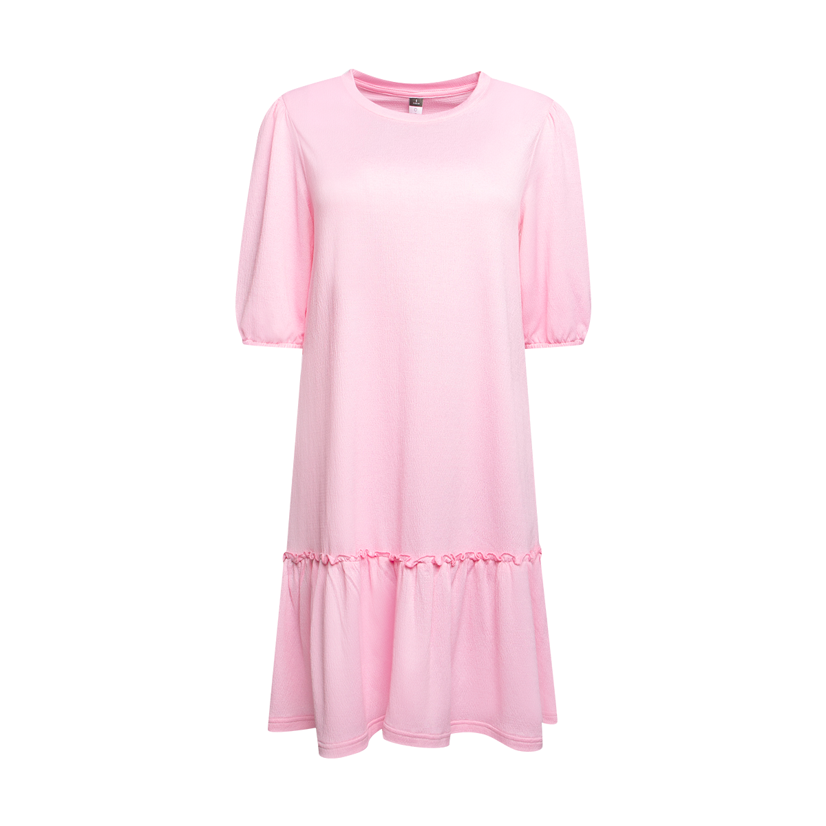 PINK DORIS KNIT DROPPED HEM FASHION DRESS-MID PINK-M