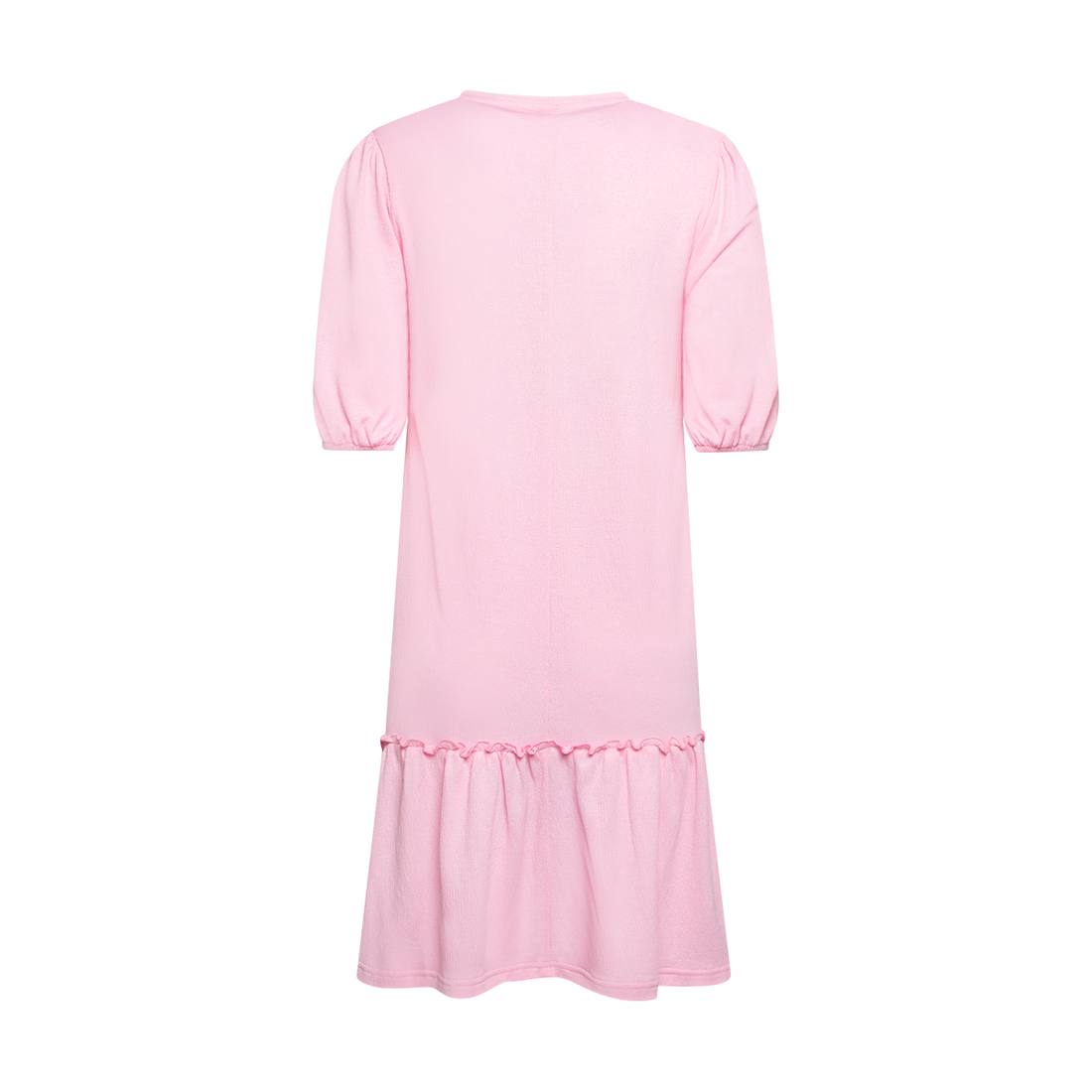 PINK DORIS KNIT DROPPED HEM FASHION DRESS-MID PINK-M