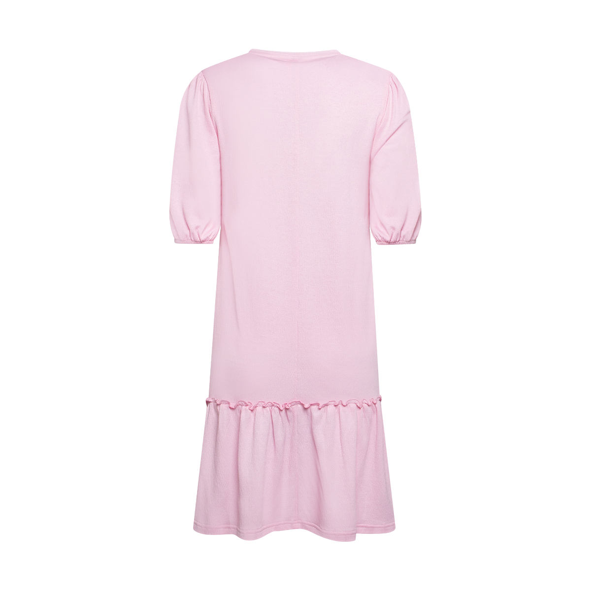 PINK DORIS KNIT DROPPED HEM FASHION DRESS-MID PINK-M (1)