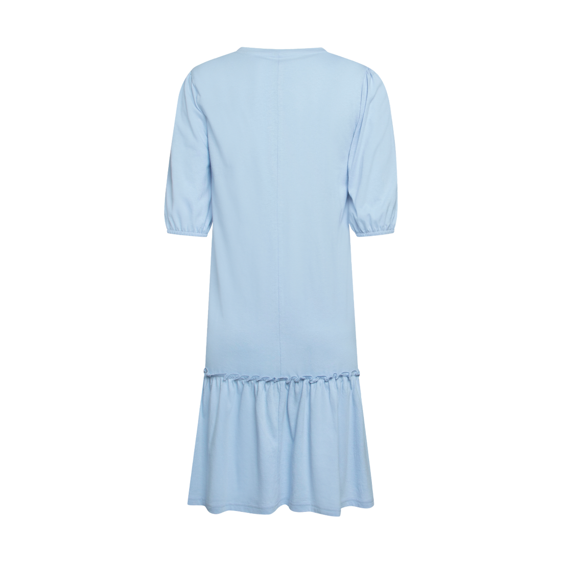 LT BLUE COTTON KNIT  DROPPED HEM FASHION DRESS-LIGHT BLUE-M