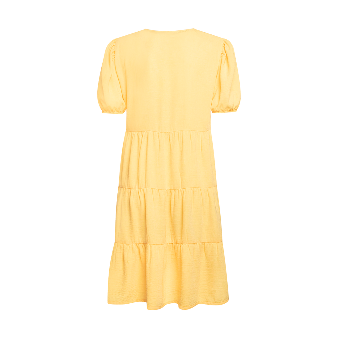 YELLOW PUFF SLV TIERED AIRFLOW LINEN DRESS-OCHRE-38