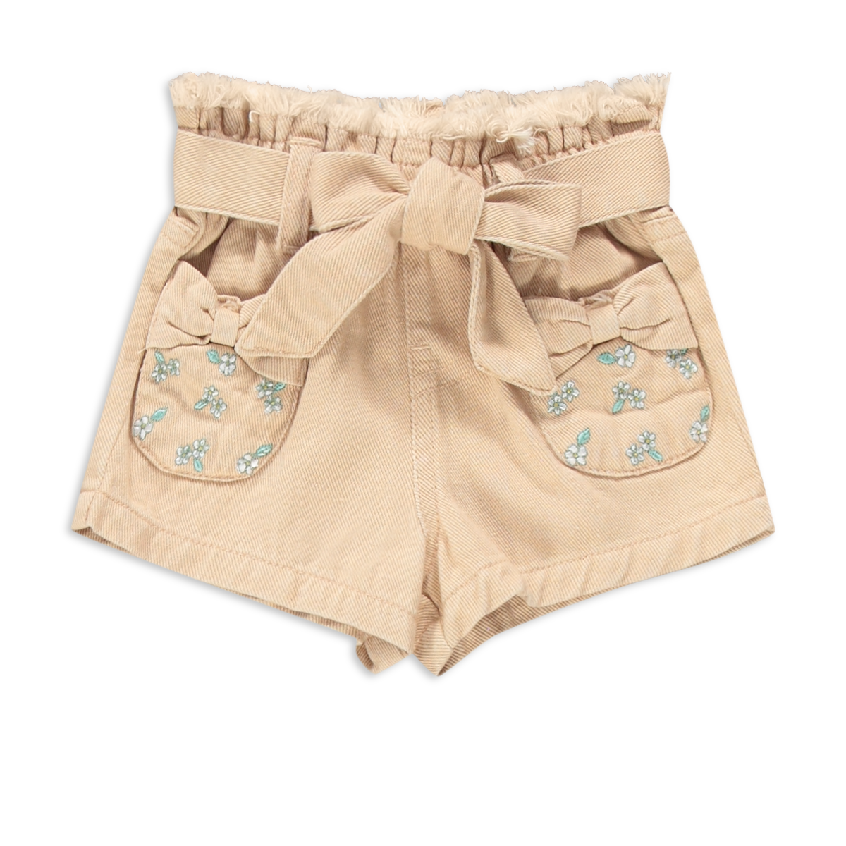 Embroidered pocket styled denim short stone-STONE-6-12 MTHS