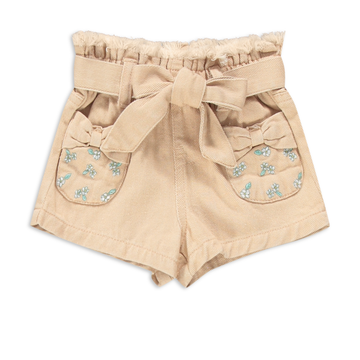 Embroidered pocket styled denim short stone-STONE-6-12 MTHS