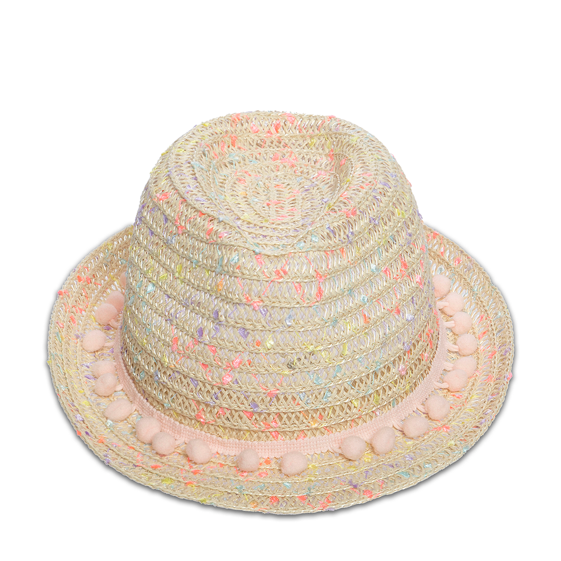 Multi Tone Fedora poms-NUDE-50 CM